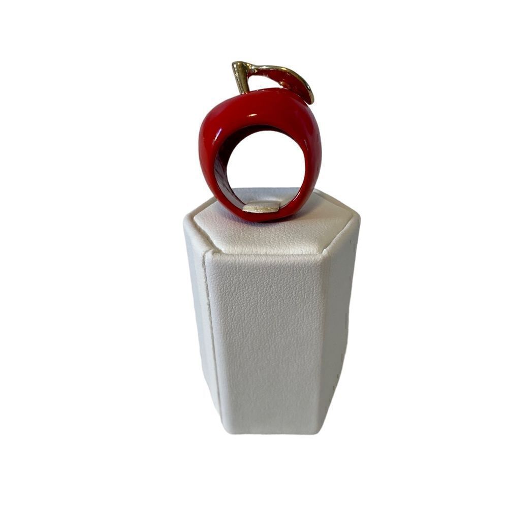 Red Apple Ring w/ gold stem in Sz 7.5/8. Would make perfect gift for Teacher.